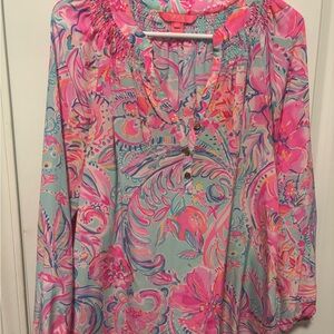 Lilly Pulitzer Pink and Blue Swirl Top size S